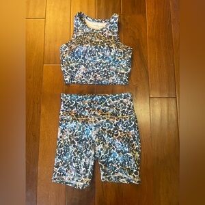 Two piece workout set Harmony Balance crop top racerback and biker shorts